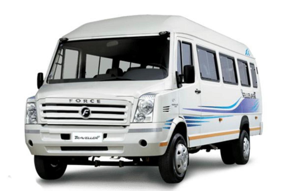 Force Tempo Traveller 12-seater AC van for group tours from Madurai